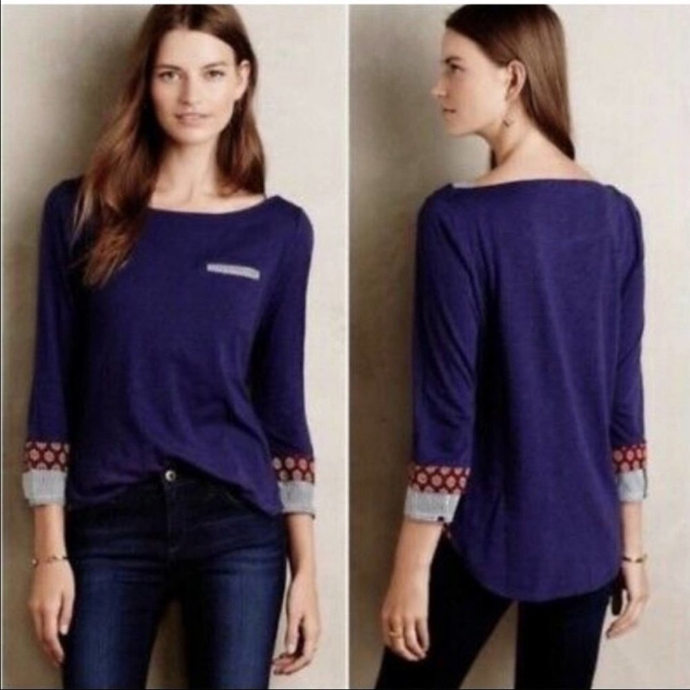 Little Yellow Button Brand Anthropologie Purple Plum Blouse Size XS